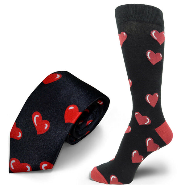 Valentine's Day Gift Men's Necktie & Dress Socks Set -Black/Red MA622- –  Spotlight Hosiery by ArgyleSock.us