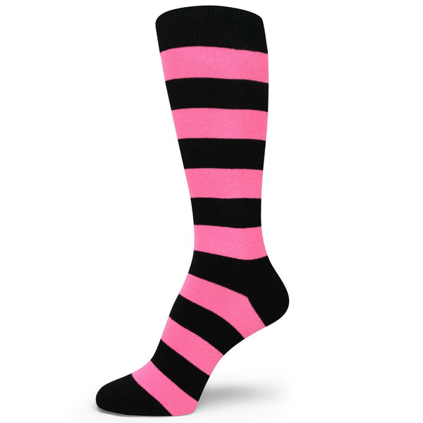 XL Black Bright Pink Stripe Mens Groomsmen Socks MA138