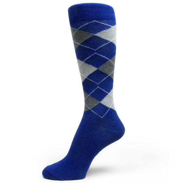 XL Royal Blue/Gray/Dark Gray Argyle Mens Dress Sock MA29