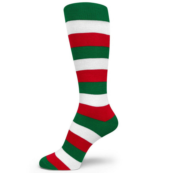 Green/Red/White Mid Size Stripe Groomsmen/Mens Dress Socks MA162