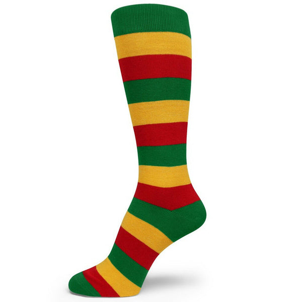 Green/Golden Yellow/Red Mid Size Stripe Groomsmen/Mens Dress Socks MA161