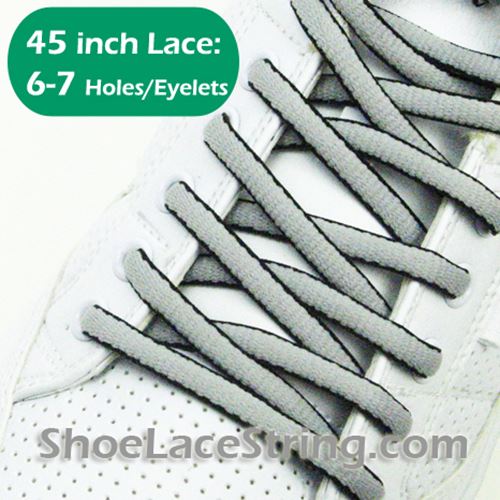 Light Gray(Grey) & Black Oval 45IN ShoeLace Oval ShoeString 1 PRs