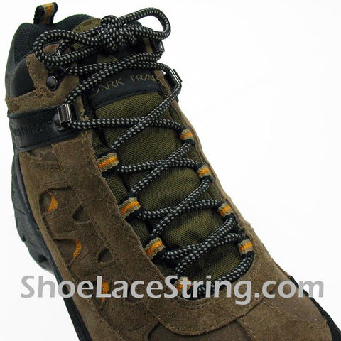 Gray/Grey & Black Hiking/Work Boots 54IN Round ShoeLaces, 1Pair