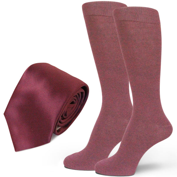 Spotlight Hosiery Groomsmen/Men's Solid Color Dress Socks & Neck Tie Set for Wedding Gift