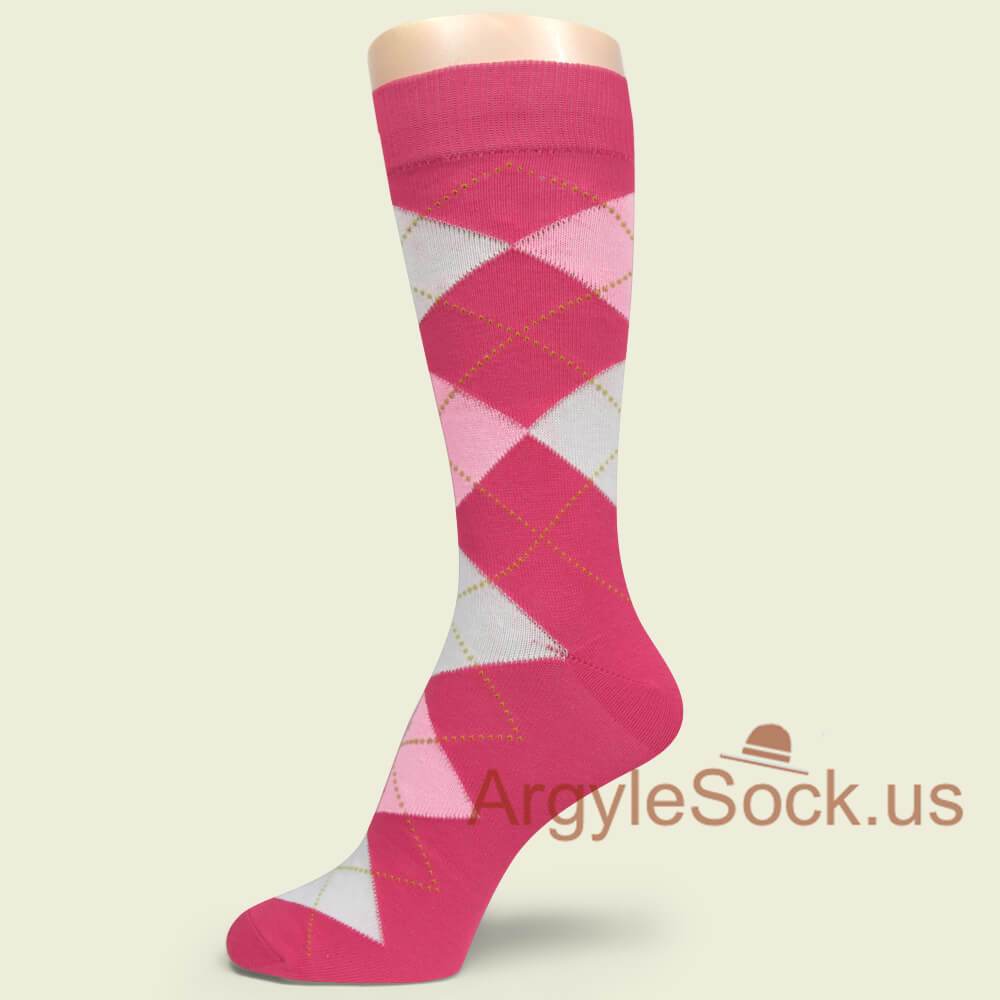 PINK (Bright Pink, Light Pink, Hot Pink) Men Dress Socks, non-brand, F   Spotlight Hosiery by ArgyleSock.us