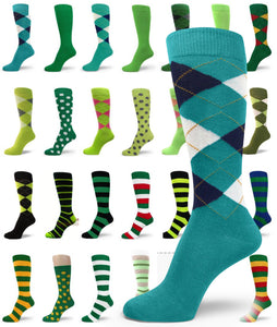 Spotlight Hosiery Elite Quality GREEN(Teal, Kelly, Lime)Mens ARGYLE/PLAIN Socks
