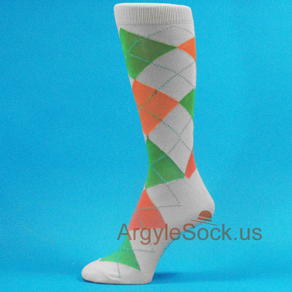 Mainly WHITE Argyle Men's Groomsmen's Prom Socks-You choose from Assorted Colors