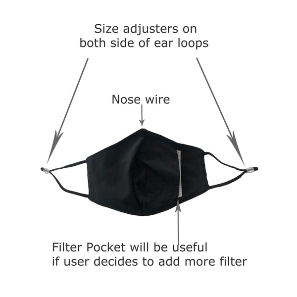 Face Mask with Nose Wire, Filter Pocket, Ear Loop Adjust, 3 Pack, Adult (Cotton Print Mask, Kawaii Mask, Floral Masks, Gray Solid Mask, etc)