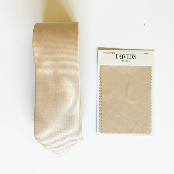 Similar to David's Bridal's NB CHAMPAGNE color Men's Socks & Neck Tie For Groomsmen and Bridesmaid father in a Champagne /Ivory Wedding