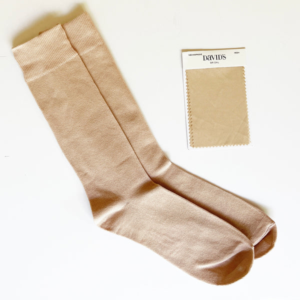Similar to David's Bridal's NB CHAMPAGNE color Men's Socks & Neck Tie For Groomsmen and Bridesmaid father in a Champagne /Ivory Wedding