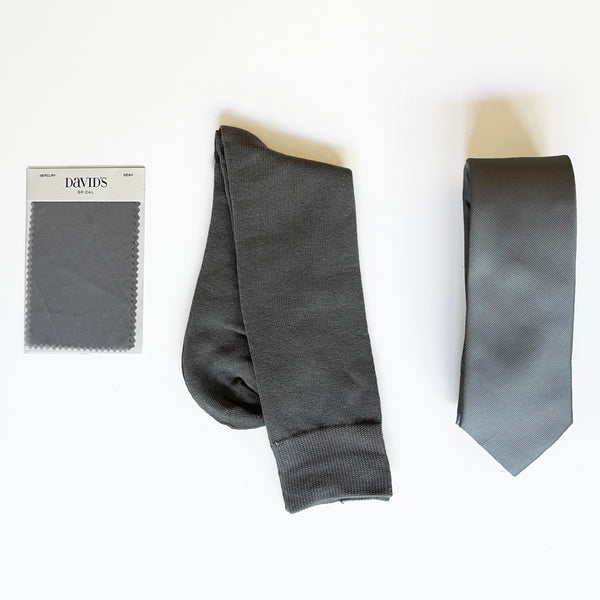 Navy, Similar to David's Bridal MERCURY Men's Socks and Neck Tie For Groomsmen for Grey/Gray Wedding Color