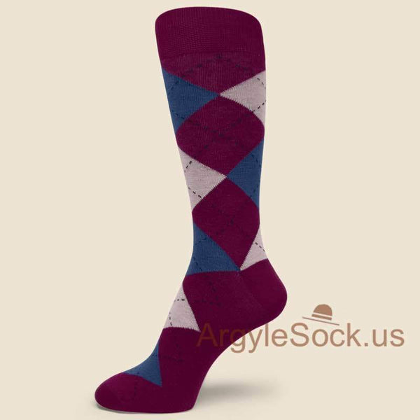 MAROON/BURGUNDY/RED Men's Groomsmen Argyle Dress Socks-non-brand, FREE-SHIPPING