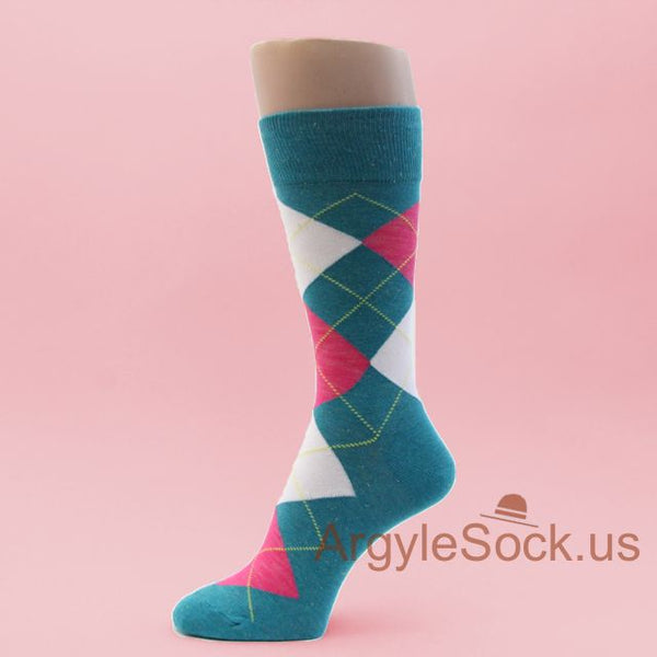 Shades of Teal Mens Groomsmens Prom Argyle Dress Socks, non-brand, FREE SHIPPING