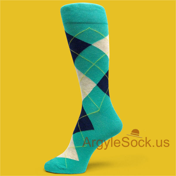Shades of Teal Mens Groomsmens Prom Argyle Dress Socks, non-brand, FREE SHIPPING